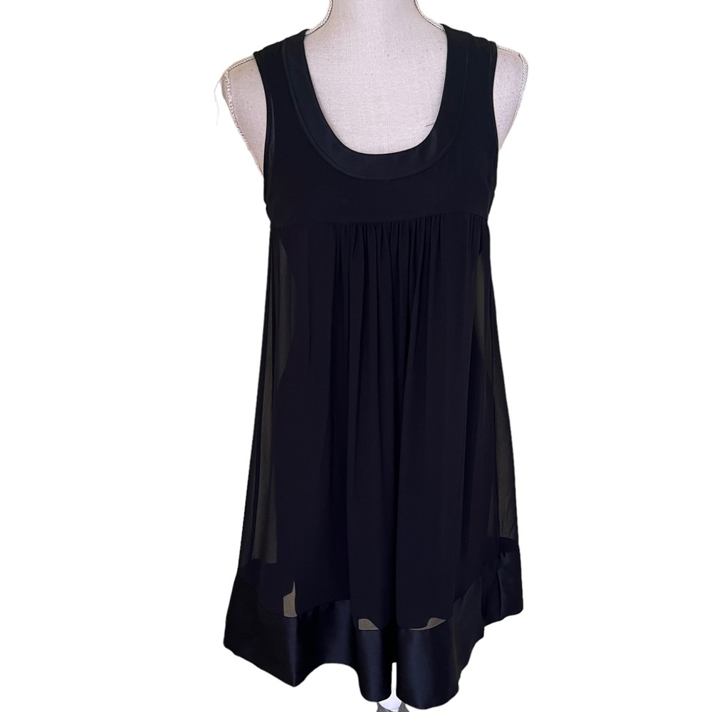 Anne Klein Black Silk Georgette Chiffon Empire Waist Sleeveless Dress 2